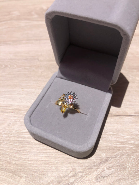 Anillo giratorio girasol 🌻 + Caja de anillo GRATIS