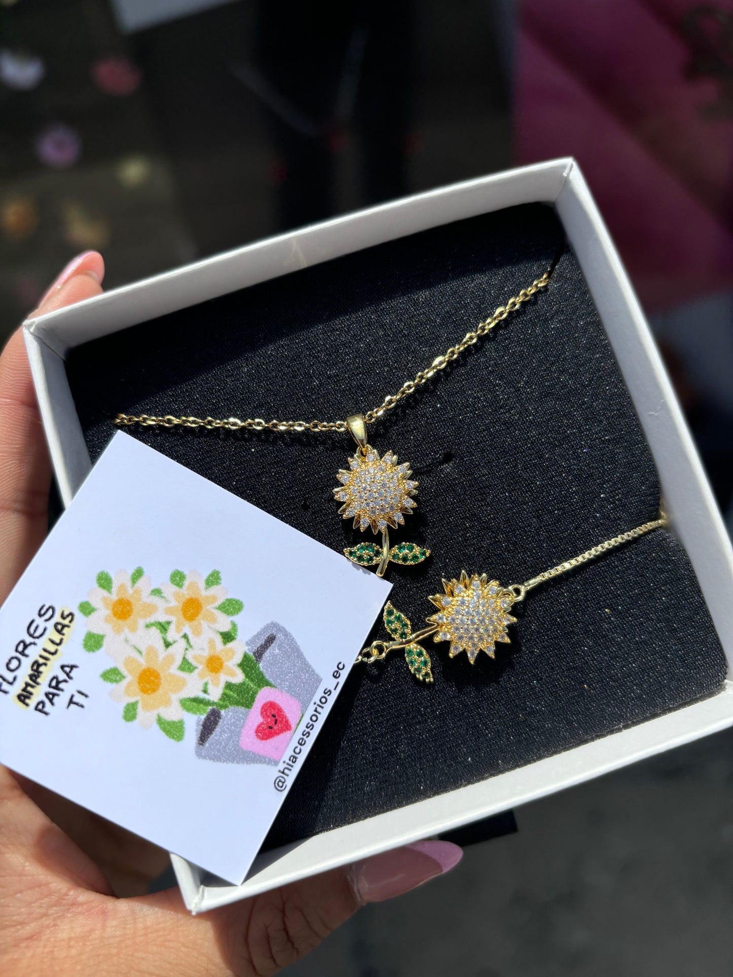 Girasol eterno+ set cadena y pulsera 🌻