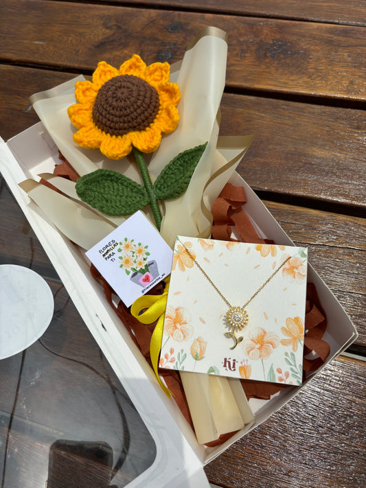 Box girasol eterno 🌻 + cadena 💛 | ENVÍO GRATIS