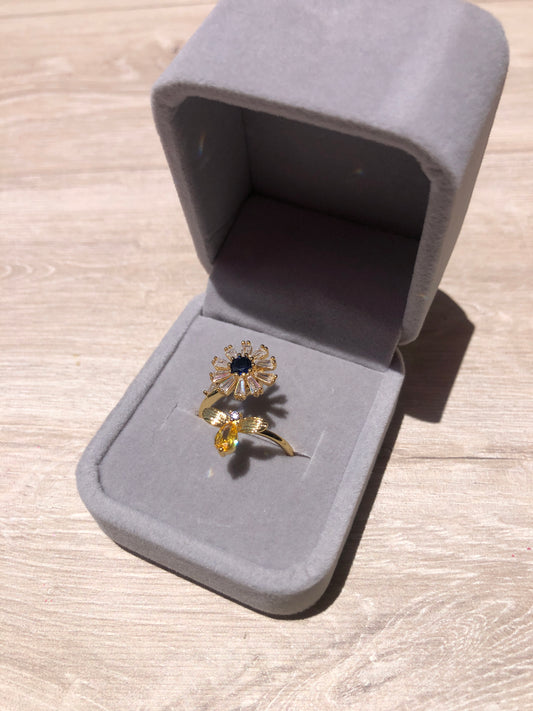 Anillo giratorio flor 🌻 + Caja de anillo GRATIS