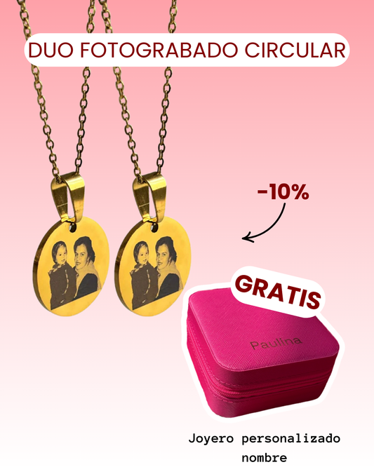 Dúo cadena circular 20mm personalizada fotograbado💓