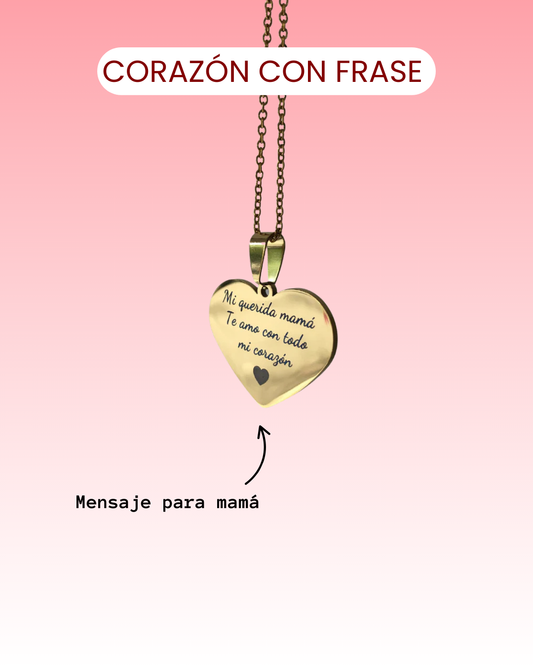 Cadena corazón 30mm personalizada texto