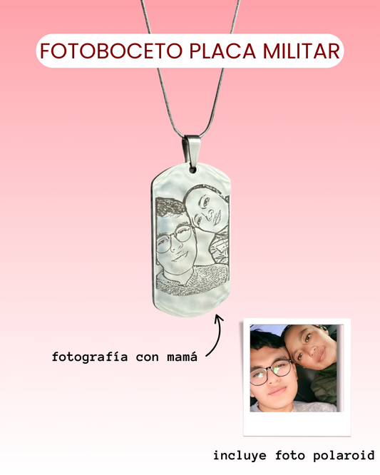 Cadena placa militar 48mm personalizada fotoboceto ✨