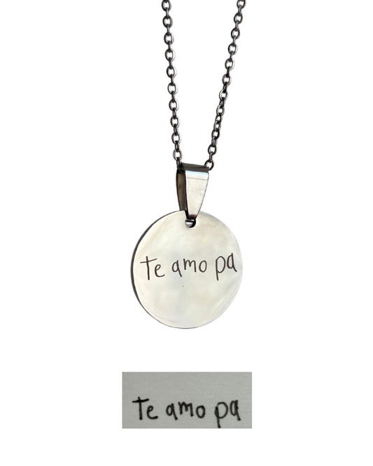 Cadena circular 20mm personalizada texto