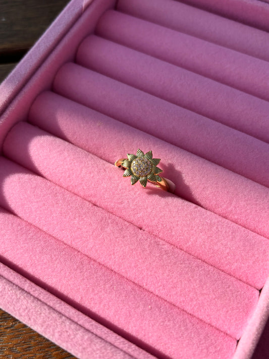 Anillo girasol 🌻 + Caja de anillo GRATIS