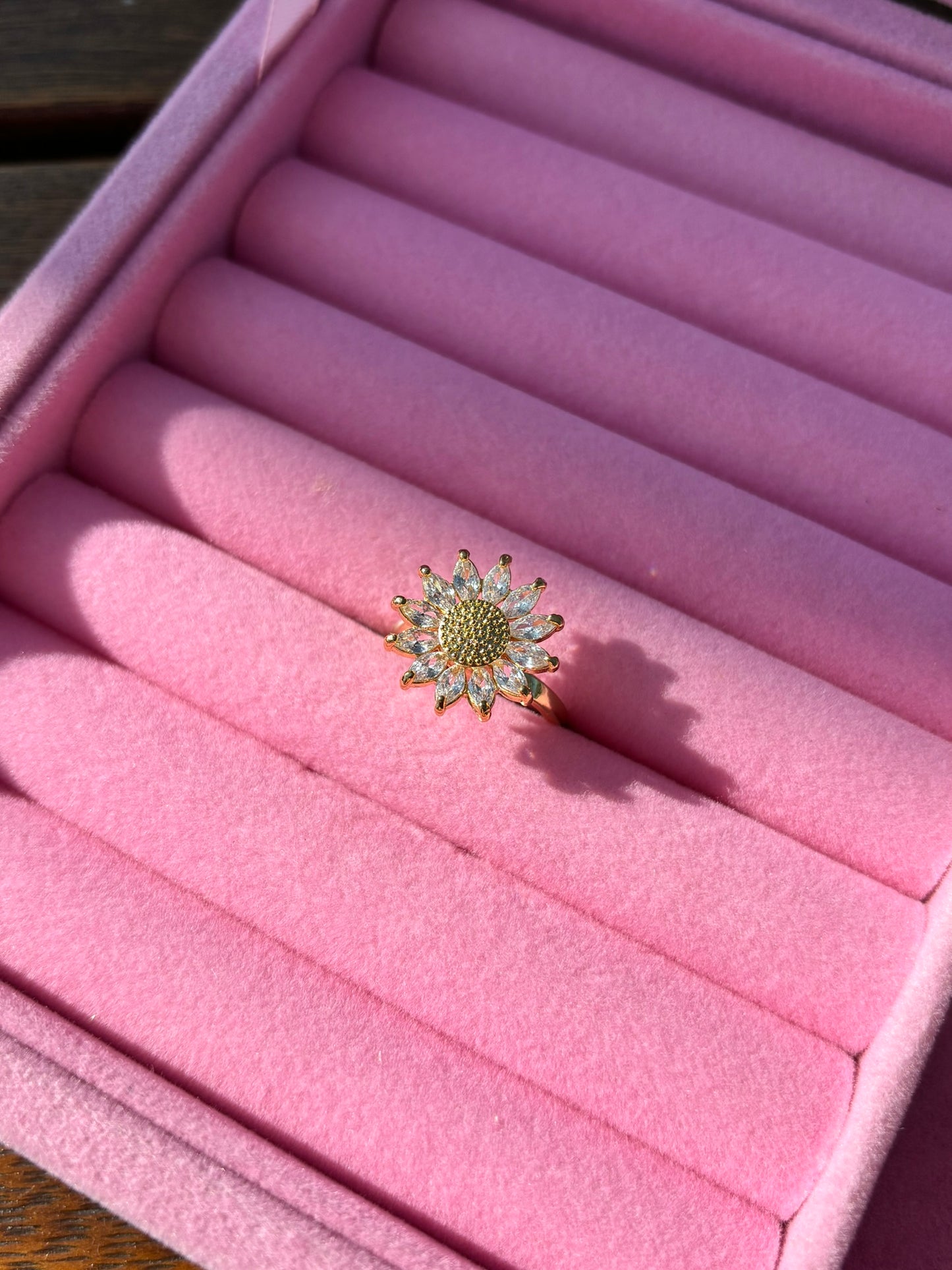 Anillo giratorio girasol 🌻 + Caja de anillo GRATIS