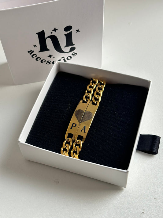 Dúo Pulseras huellas personalizao || Grabado fotoboceto