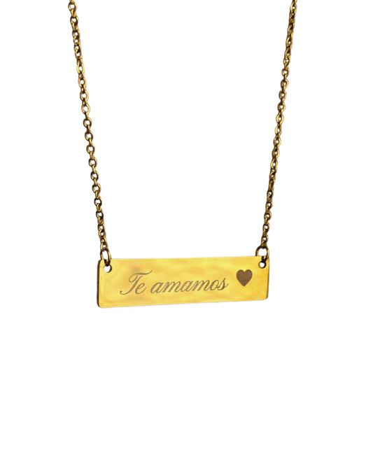 Cadena placa rectangular 40mm grabado texto